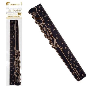 Imagem de Régua de madeira decorada harry potter varinha bruxo escolar - Leo&leo
