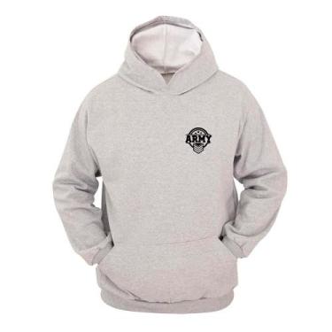 Imagem de Moletom Masculino Canguru Ragor Estampa Army Capuz, GG, Cinza