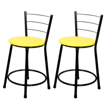 Imagem de 2 Banquetas Baixa para Cozinha Epoxi Preta - Laumar, Amarelo