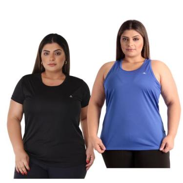 Imagem de Kit Plus Size 1 Regata + 1 Camiseta Feminina Dry Fit  Academia - FORÇA