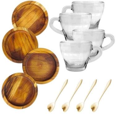 Imagem de Xicara cafe com pires e colher de coração para mesa posta - Carmisini