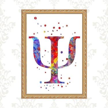 Imagem de Quadro Moldura Dourada Símbolo Psicologia 33X24Cm