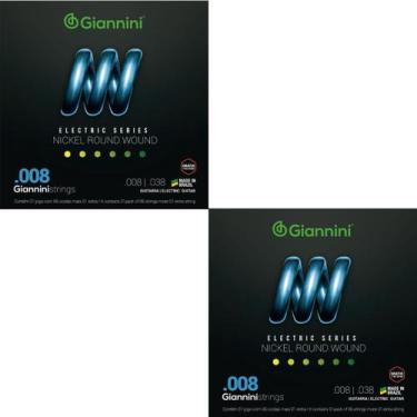 Imagem de Kit 2 Encordoamento Guitarra Giannini Electric GEEGST08 Nickel .008"