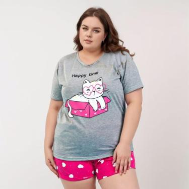Imagem de Pijama Feminino Plus Size Manga Curta Short Baby doll Verão - PIJAMAS 