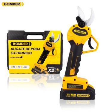 Imagem de Tesoura Poda Elétrica Galho De Árvore S/fio 2 Baterias 21v - bomder-bo