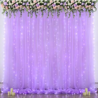 Imagem de Cortina de Fundo Suppromo Lavender Tule com Luzes - 6x2,4m
