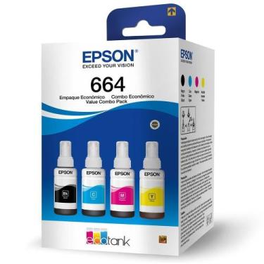 Imagem de Kit 4 Tintas T664 Original para L120 L1300 L395 664 T644 L396 L355 L55