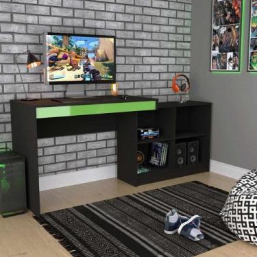 Imagem de Mesa Gamer com Nichos B24.070 Linha B's Emovell, Preto/Verde