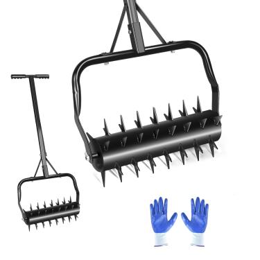 Imagem de Seeutek Aerador de gramado de 45,7 cm, aerador resistente atualizado, pontas de penetração de solo de gramado com cabo de 117 cm, ferramenta de gramado aerador manual para jardim e quintal