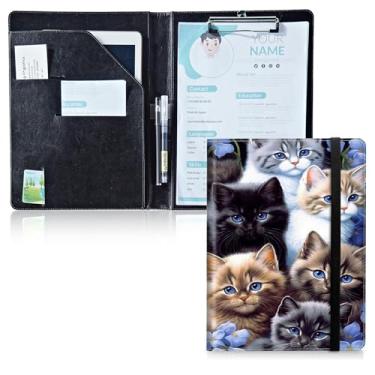 Imagem de DIGTIALL Pasta de padfólio com prancheta, pranchetas organizadora de portfólios com prancheta de armazenamento, bloco de escrita de couro PU, organizador de documentos de conferência com suporte de