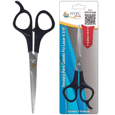 Imagem de Tesoura Para Cabelo Fio Laser NYBC Beauty - 6 3/4" - 175mm, Preta, Leve e Eficiente, Para Uso Doméstico e Profissional