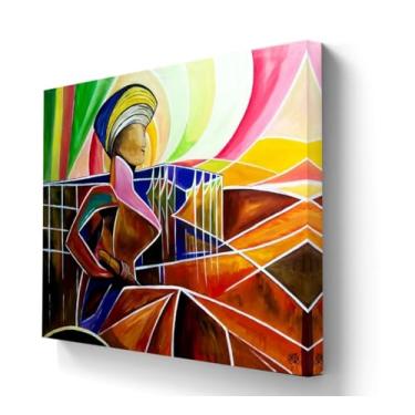 Imagem de Quadro Decorativo Abstrato Deusa da Justiça, Pintura Acrílica sobre Tela, 50x70 cm, Multicolorido