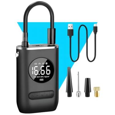 Imagem de Calibrador Bomba de Ar Portátil, Inflador de Pneu, Mini Compressor, Encher Calibrar Pneu Carro Moto Bicicleta Bola, Recarregável