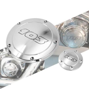 Imagem de HCmotorku Capa para motocicleta Derby Temporizador, capa protetora para motor, 103, compatível com Harley Twin Cam Dyna Softail Touring Road King Electra Glide 1999-2015 (Chrome-B)