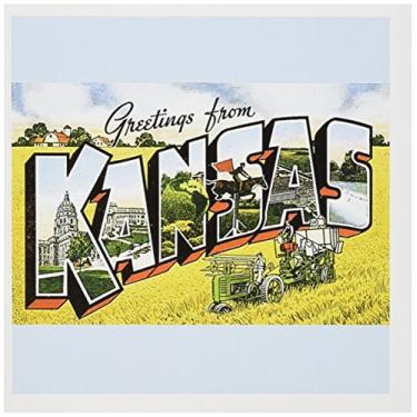 Imagem de 3dRose Conjunto de 12 cartões comemorativos, saudações do Kansas Scenic cartão postal em fundo azul (gc_170062_2)