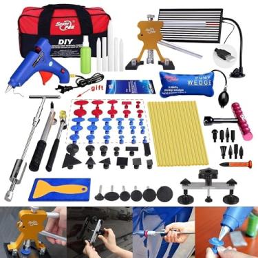Imagem de Super PDR Kit de extrator de amassado sem pintura Kit de reparo de amassado para carro – Ventosa de martelo deslizante e luz PDR para 98% de remoção de amassados na carroceria automotiva, danos por