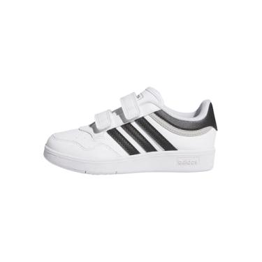 Imagem de adidas Tênis de basquete unissex infantil Hoops 4.0, Branco/Preto/Cinza, 5.5 Big Kid