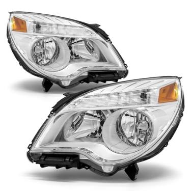 Imagem de ADCARLIGHTS Farol compatível com Chevy Equinox 2010 2011 2012 2013 2014 2015 Chevrolet Equinox projetor tipo halogênio lente transparente cromada refletor âmbar par de substituição