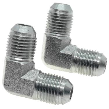 Imagem de CDQBWKJGFJ 1 peça hidráulica 3/20.3 cm JIC (9/40.6 cm-18) 37° Flare macho x 3/20.3 cm JIC (9/40.6 cm-18) 37° Flare macho adaptador de cotovelo banhado a aço