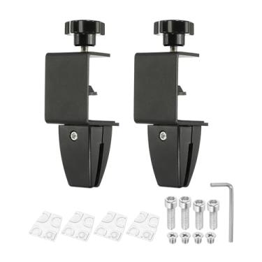 Imagem de PATIKIL Braçadeira de suporte para divisória de mesa de 4,3 x 3,3 x 6 cm, 2 peças de braçadeira de alumínio para divisória de mesa para painel de escritório e casa, preto