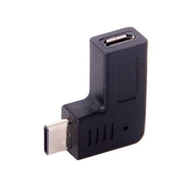 Imagem de Cablecc Adaptador de dados USB-C tipo C macho para micro USB 2.0 5 pinos fêmea tipo angular de 90 graus