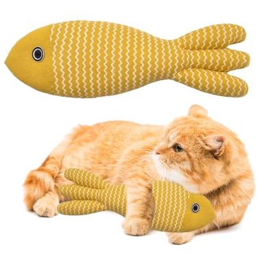 Imagem de Maiiu Peixes interessantes de erva-dos-gatos, 1 pacote de brinquedos grandes para gatos, brinquedos macios para gatos para ambientes internos, brinquedos duráveis e altamente interativos (peixe