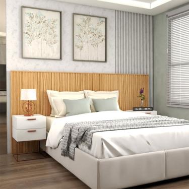 Imagem de Cabeceira Casal Premium Ripado Nautre - Panorama Móveis