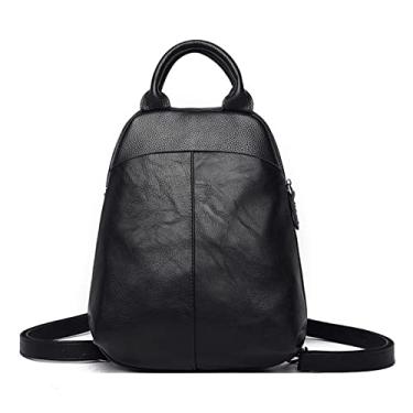 Imagem de Mochila feminina bolsas de moda mochilas de couro de qualidade para meninas adolescentes bolsa de ombro escolar feminina(Black)