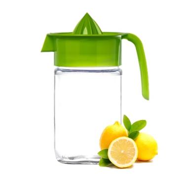 Imagem de Espremedor de limão de vidro, espremedor de frutas pequenas de toranja e cítrico, extrator manual com alça e bico de despejo, vidro transparente pesado sem BPA e sem chumbo, 632 g (verde)