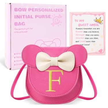Imagem de izuzta Bolsa infantil para meninas 1 2 3 4 5 6 7 8 9 anos presente de aniversário linda mini bolsa de mouse bolsa transversal, Bolsa pequena/rosa/letra glod, F, F