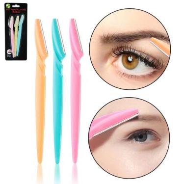 Imagem de Navalhete de plastico para sobrancelha com 3 pecas 15cm - HM COMERCIO