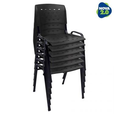 Imagem de Kit 6 Cadeiras de Plástico Polipropileno LG flex Reforçada Empilhável 