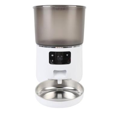 Imagem de Alimentador de Gatos Automáticos, 4L Automático Alimentador de Animais Automático para Gatos e Cães Com Dispensador de Alimentos Secos, USB Recarregável, App Smart Alert (WHITE)