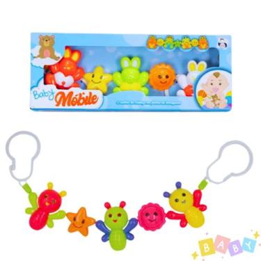 Imagem de Kit Bolinha Chocalho de Silicone+ Móbile Baby Bichinhos Coloridos Para