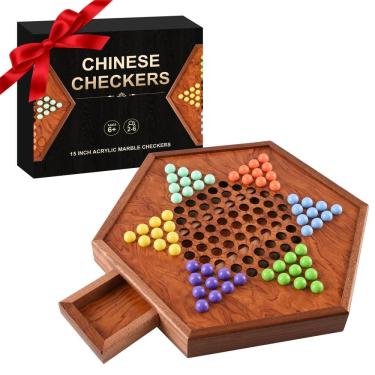 Imagem de Jogo de tabuleiro de damas chinês SZYMWS 15 Large com 72 bolinhas