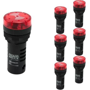 Imagem de 7 Sinalizadores 22mm Sonoro 50dB Led 24Vca/CC - Metaltex