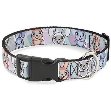 Imagem de Buckle-Down PC-W30387-S Cute Bunnies Multi Pastel Coleira de Plástico Clipe, Pequeno/23 a 38 cm