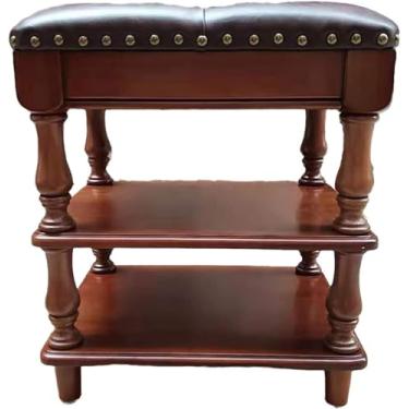 Imagem de Banco de armazenamento de sapatos, banco de armazenamento de sapatos, banco de armário com banco de sapato de assento, organizador de armazenamento de sapatos de bambu de 2 camadas com almofada macia,