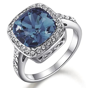 Imagem de Acefeel Anéis femininos de topázio de zircônia cúbica brilhante amarelo banhado a ouro rosa 18K, Cobre, ouro, ouro rosa, ouro branco, zircônia, Zircônia cúbica