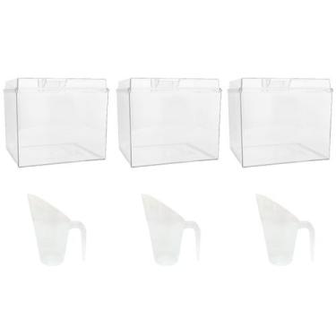 Imagem de Kit 3 Potes Acrílico Quadrado com Tampa 3,3l + Conchas 300ml - ExPote