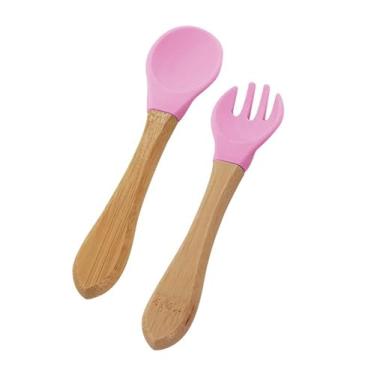 Imagem de Mimo Style, Dupla de Talheres em Silicone Ecokitchen com Design Sustentável e Resistente, Rosa