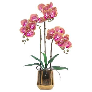 Imagem de VIVIFLO Conjunto de flores artificiais de orquídeas falsas Phalaenopsis, orquídea borboleta falsa, toque real, para casamento, casa, escritório, festa, hotel, quintal, restaurante,