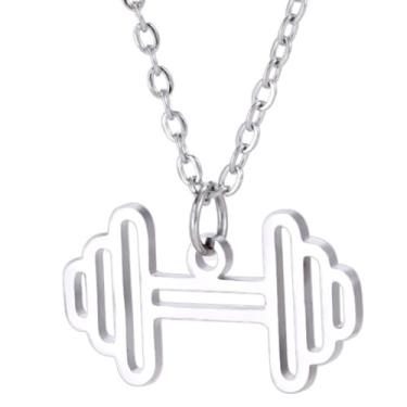 Imagem de Colar Fit Feminino Pingente Halter Aço Inoxidável Academia Anilha Presente Mulher Namorada Correntinha Ouro 18k Prata (Prateado)