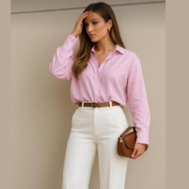 Imagem de Camisa Feminina Social Elegante Manga Longa com botoes - Bella Top Mod
