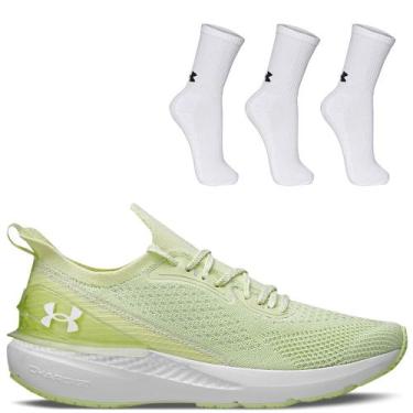 Imagem de Kit Tênis Corrida Feminino Quicker e Pct Meias Cano Alto Under Armour,
