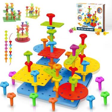 Imagem de Conjunto de brinquedos Peg Board Ggibro 65 unidades DIY Building Stack