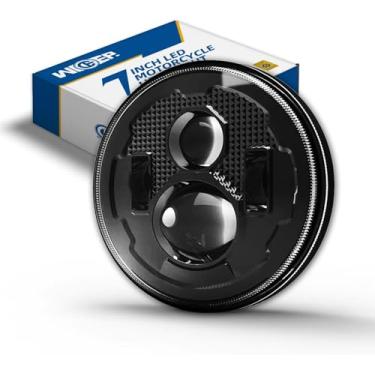 Imagem de wideep Conjunto de lâmpada LED redonda para motocicleta de 17 cm, 500% mais brilhante H6024 6024 para Harley, feixe alto e baixo com adaptador H4, 1 peça