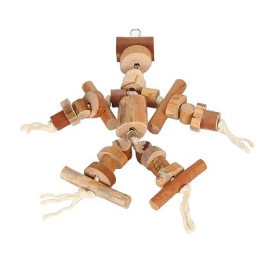 Imagem de Mbeysaq Conjunto de brinquedos de mastigar de madeira papagaio – brinquedo de pássaros com corda de cânhamo, exercício de alívio da ansiedade para bico, araras e papagaios cinzentos africanos, fácil