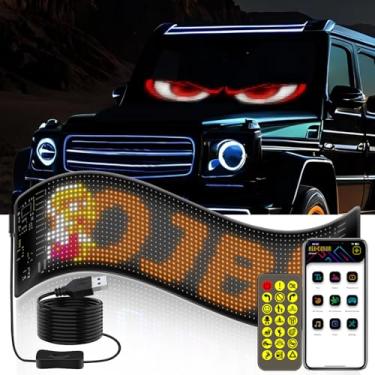 Imagem de Luz de olhos de diabo para carros, painel de tela flexível de LED programável, placa de LED, faça você mesmo, dinâmico, inteligente, colorido, olho, lâmpada macia (10 x 34,8 cm)