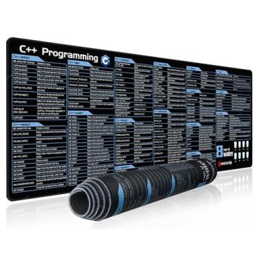 Imagem de exco Tapete de rato vip Shortcuts para C++ -89 x 30 x 0,2 cm, folha de referências, grande, para PC, escritório, planilha, teclado, tapete de rato, borda costurada antiderrapante 0487